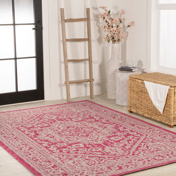 Sinjuri Medallion Textured Weave Indoor/outdoor Area Rug